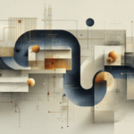 Abstract editorial illustration showing operational data, decision thresholds, workflows, and feedback loops connected within an organizational intelligence system.
