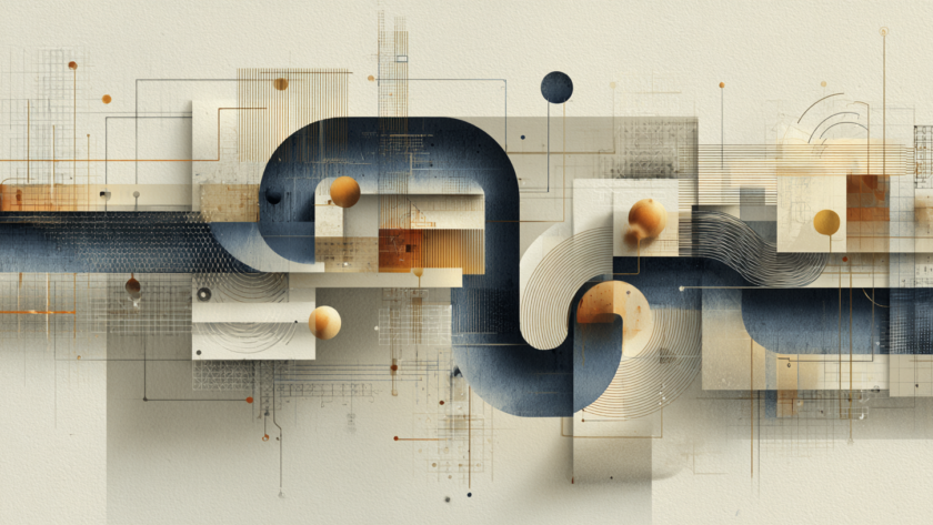 Abstract editorial illustration showing operational data, decision thresholds, workflows, and feedback loops connected within an organizational intelligence system.