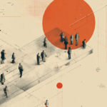 Abstract editorial illustration representing business experimentation through controlled strategic pathways, evidence gates, comparison systems, and progressive investment decisions.
